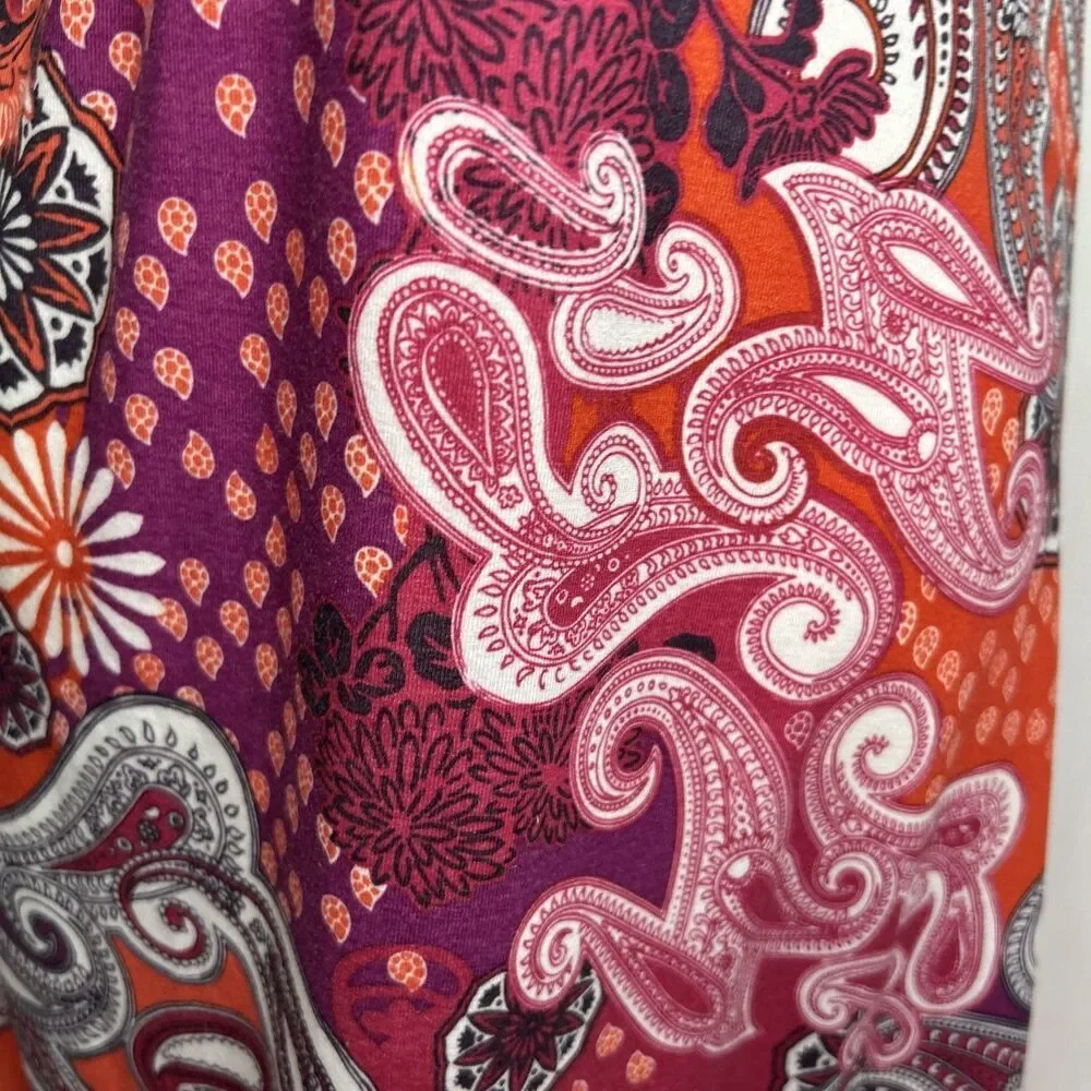 Prana Athletic Dress Women’s Medium Self Bra Fuchsia Orange Paisley Fit Flare - Picture 8 of 10